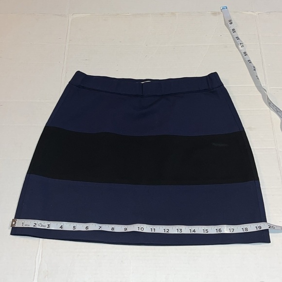 Tory Burch sport-S-black&blue horizontal stripe elastic waist stretch mini skirt - Picture 6 of 8